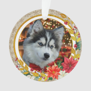 Personalisiertes Haustier-Foto "Liebe" Gold Glitte Ornament
