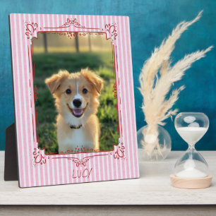 Personalisiertes Haustier-Foto mit Namen und rosa  Fotoplatte