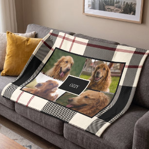 Personalisiertes Haustier-Foto-Plaid-Collage Fleecedecke