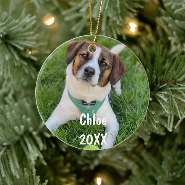 Personalisiertes Haustier Foto Weihnachtsbaum Keramik Ornament (Baum)