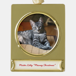 Personalisiertes Haustier Foto Weihnachtsschmuck Banner-Ornament Gold