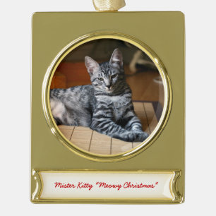 Personalisiertes Haustier Foto Weihnachtsschmuck Banner-Ornament Gold