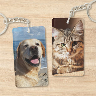 Personalisiertes Haustier-Hund-Katze-Doppelseitige Schlüsselanhänger