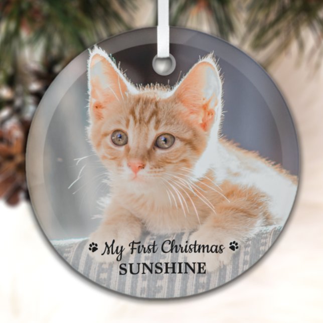 Personalisiertes Haustier Kitten Foto Katze Erste  Ornament Aus Glas (Von Creator hochgeladen)