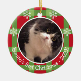 Personalisiertes Haustier Weihnachten Schneeflocke Keramik Ornament