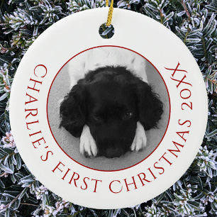 Personalisiertes Haustier Welpe Hund erstes Weihna Keramik Ornament