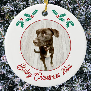 Personalisiertes Haustier-Welpen-Hund-Weihnachtsfo Keramik Ornament