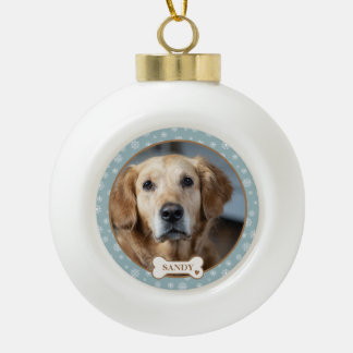 Personalisiertes Haustier-Winter-Schneeflocken-Fot Keramik Kugel-Ornament