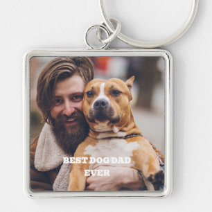 Personalisiertes Haustierfoto - Bester Hund Papa ü Schlüsselanhänger