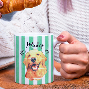 Personalisiertes Haustierfoto mit grünen Wasserfar Kaffeetasse