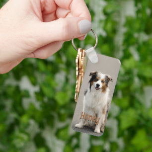 Personalisiertes Haustierfoto - Name für Hundebesi Schlüsselanhänger