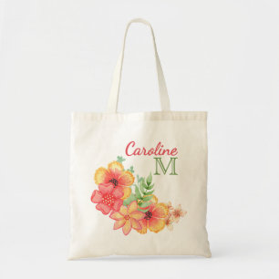 Personalisiertes Hawaiianisches Florales Aquarell Tragetasche