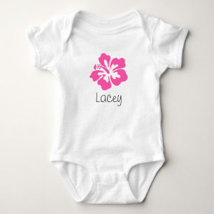 Personalisiertes hawaiisches Blumen-Hibiskus-Rosa Baby Strampler