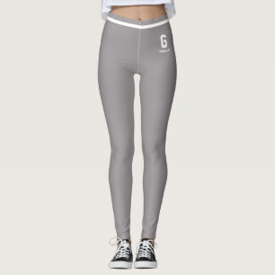 Personalisiertes Heather-Grau-Weiß gestreiftes Mon Leggings
