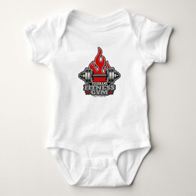 Personalisiertes Heften Dumbell Fitness Gym Baby Strampler (Vorderseite)