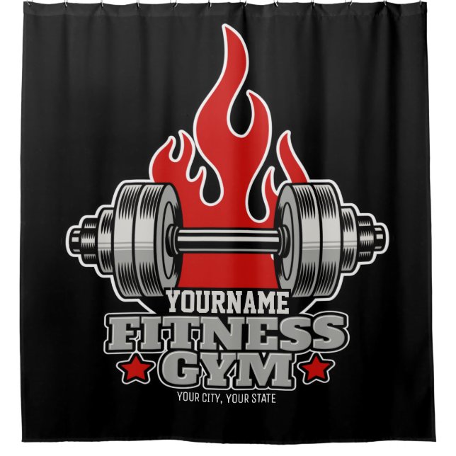 Personalisiertes Heften Dumbell Fitness Gym Duschvorhang (Vorderseite)