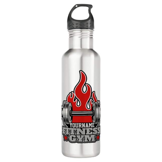 Personalisiertes Heften Dumbell Fitness Gym Edelstahlflasche (Vorderseite)