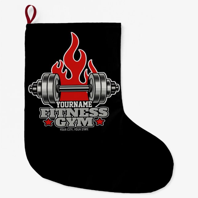 Personalisiertes Heften Dumbell Fitness Gym Großer Weihnachtsstrumpf (Vorderseite)