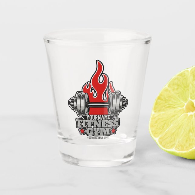 Personalisiertes Heften Dumbell Fitness Gym Schnapsglas (Vorderseite)