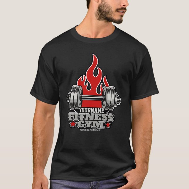 Personalisiertes Heften Dumbell Fitness Gym T-Shirt (Vorderseite)
