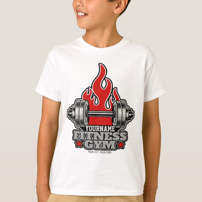 Personalisiertes Heften Dumbell Fitness Gym T-Shirt (Vorderseite)