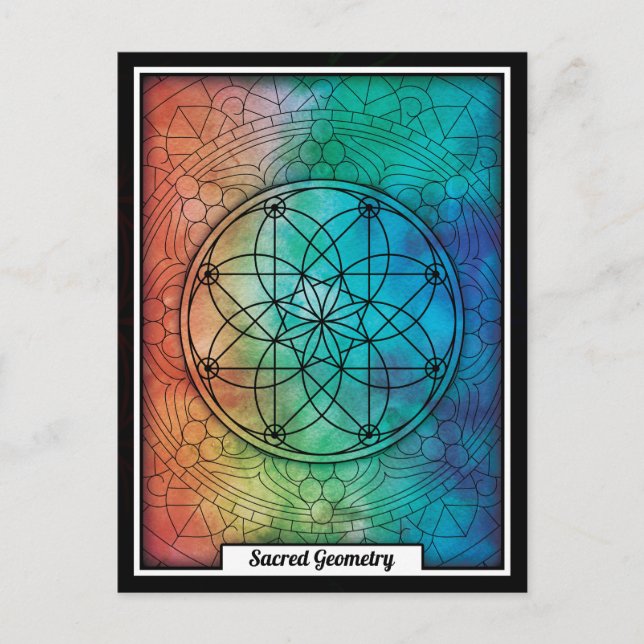 Personalisiertes Heilige Geometrie, farbenfrohe Ma Postkarte (Vorderseite)