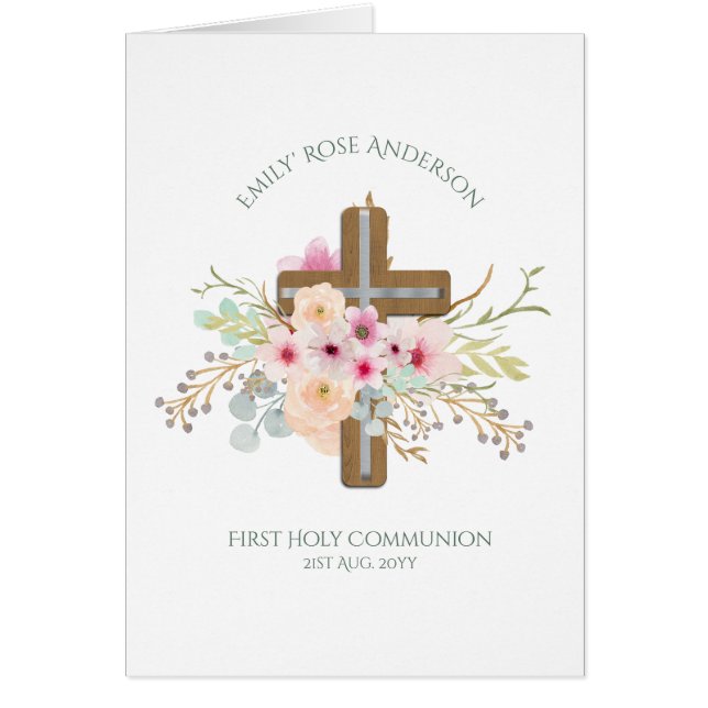 Personalisiertes Heiliges Kommunion Blumenkreuz (Vorne)