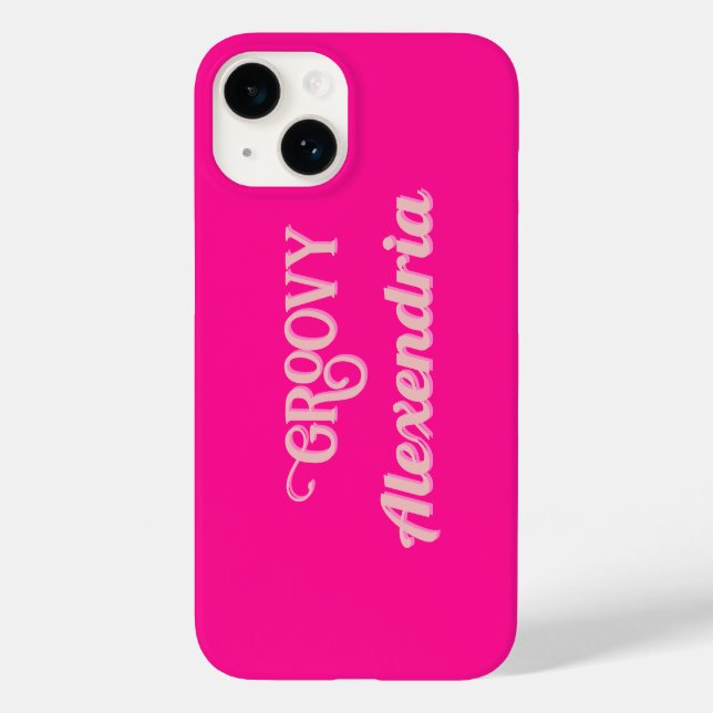 Personalisiertes Heiß-Rosa und Rosa Case-Mate iPhone 14 Hülle (Rückseite)