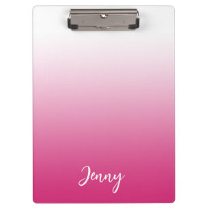 Personalisiertes heißes Fuchsia-Rosa und weißer Fa Klemmbrett