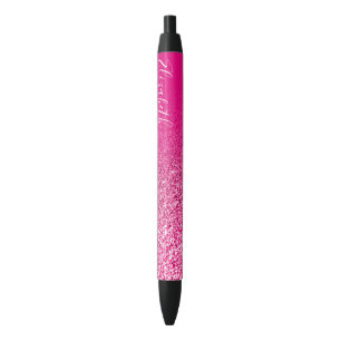 Personalisiertes heißrosa falsches Glitter Ombre Kugelschreiber