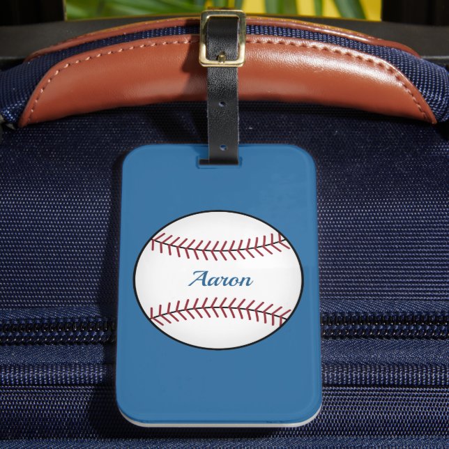Personalisiertes hellblaues Baseball-Gepäckanhänge Gepäckanhänger (Vorderseite Insitu 2)