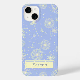 Personalisiertes Hellblaues Blumenmuster mit Löwen Case-Mate iPhone 14 Hülle