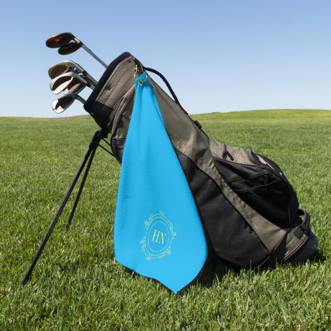 Personalisiertes hellblaues Golftuch mit Initialen Golfhandtuch (Gras)