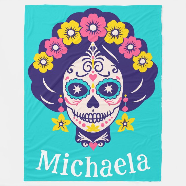 Personalisiertes, helles Blumenzuckermädchen Fleecedecke (Vorderseite)