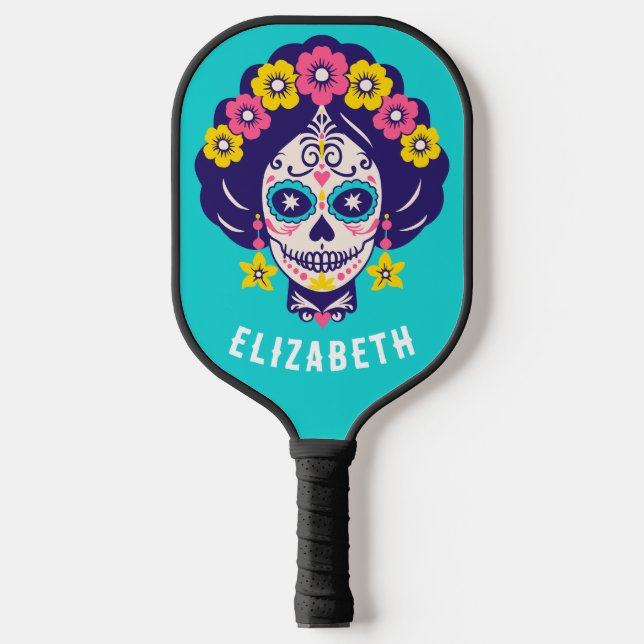 Personalisiertes, helles Blumenzuckermädchen Pickleball Schläger (Vorderseite)