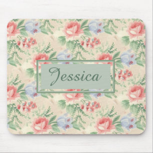 Personalisiertes helles Vintage-Rosenmuster Mousepad
