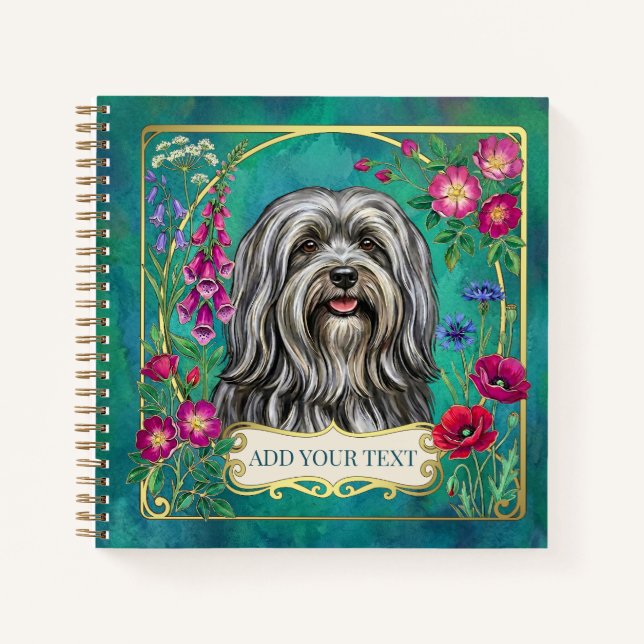 Personalisiertes Hellgraues Lhasa-Apso-Quadrat-Not Notizbuch (Vorderseite)