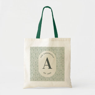 Personalisiertes Hellgrünes Monogramm Elegantes Ar Tragetasche