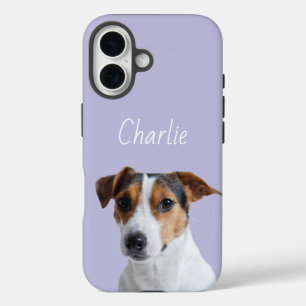Personalisiertes helllila Hunde-Foto iPhone 16 Hülle