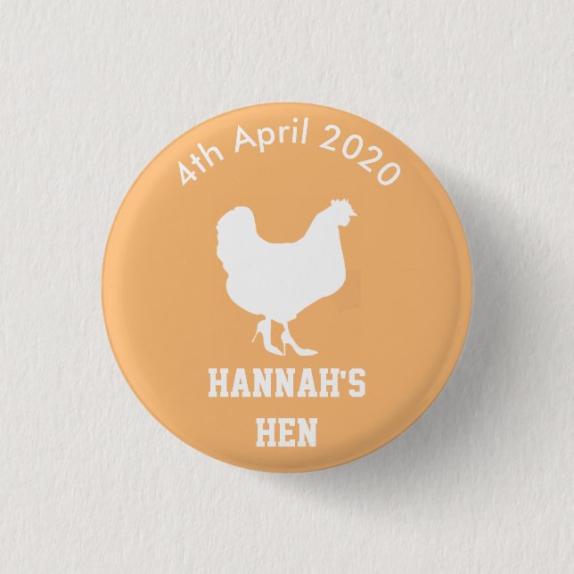 Personalisiertes Henne-NachtAbzeichen Button (Vorderseite)