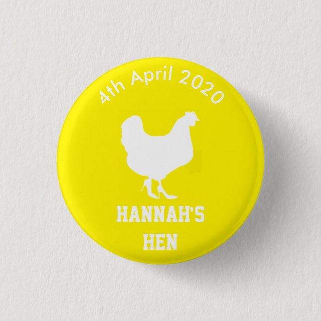 Personalisiertes Henne-NachtAbzeichen Button (Vorderseite)