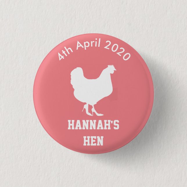 Personalisiertes Henne-NachtAbzeichen Button (Vorderseite)