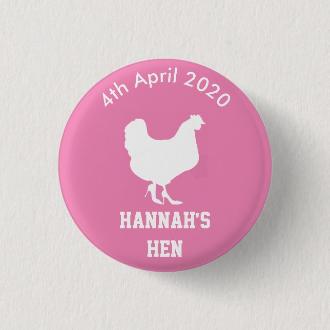 Personalisiertes Henne-NachtAbzeichen Button (Vorderseite)