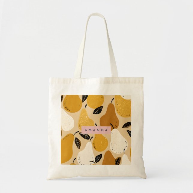 Personalisiertes Herbst-Birnen-Frucht-Design Tragetasche (Vorne)