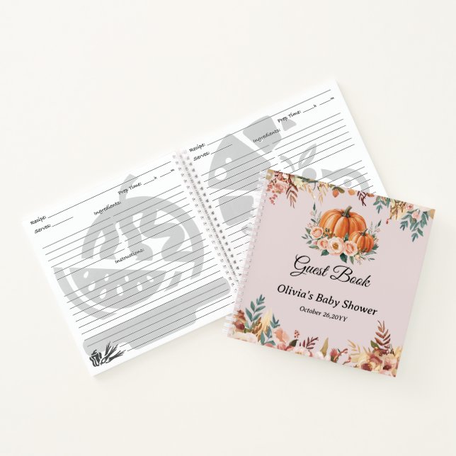 Personalisiertes Herbst-Blumenbaby-Gästebuch Notizbuch (Innenseite)