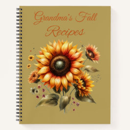 Personalisiertes Herbst-Sonnenblumen-Rezeptbuch Notizbuch