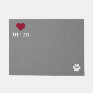 Personalisiertes Herz Begrüßung Graue Pet Mat Fußmatte