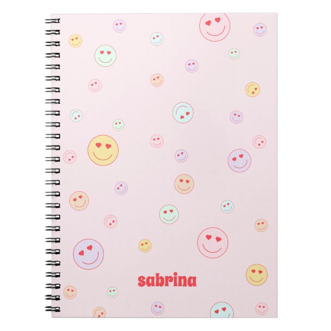 Personalisiertes Herz Eyes Happy Face Notizblock (Vorderseite)