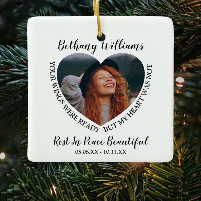 Personalisiertes Herz-Foto Gedenkstein Weihnachtsb Keramikornament (Von Creator hochgeladen)