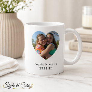 Personalisiertes Herz-Foto-Namensschild für beste Kaffeetasse
